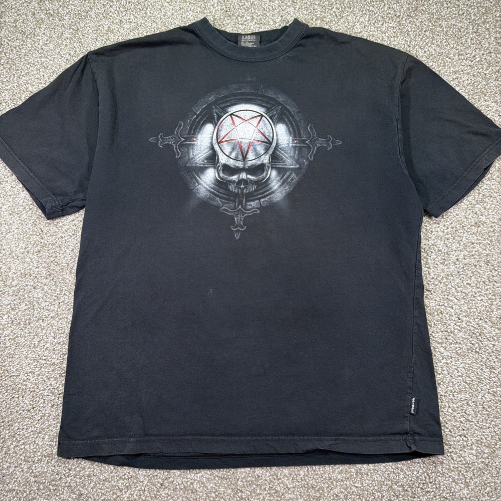 Vintage Spiral Direct Double Sided Skull Graphic From Reaper Tee Size XL Y2K